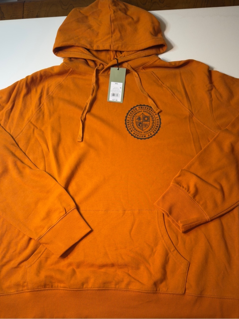 NWT Men's Orange Pullover Hoodie with Chest Emblem - Men's Casual Hoodie 2XL
